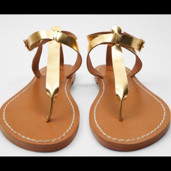 Zara Shoes - Zara Gold and Tan Sandals